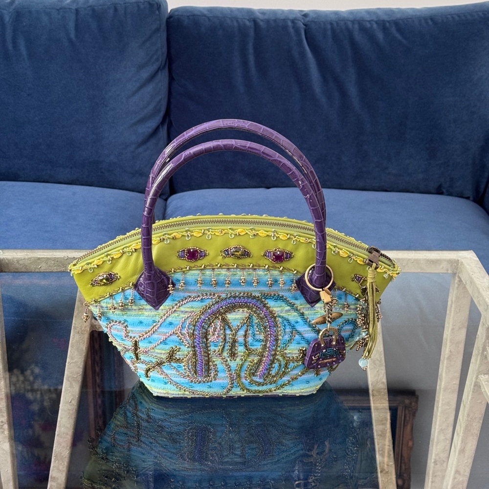 Mary Frances Vintage‎ Vibrant Hand Sewn Beaded Silk Hand Bag/Purse.